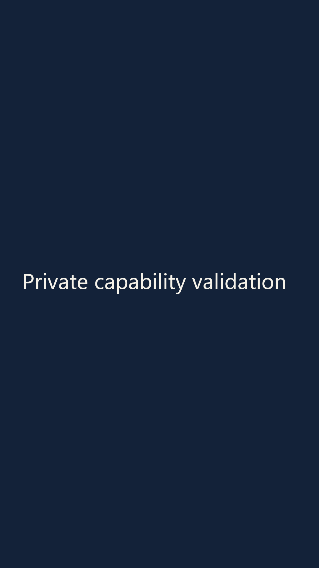 Private capability validation text card